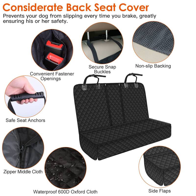 Dog Car Seat Cover, Back Seat Extender For Dogs,Dog Hammock For Car Backseat - Black - 66.5" x 45.7" x 0.1"