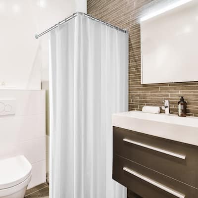 Wall Mounted Corner Shower Curtain Rod 35.4 - 35.4 Inches