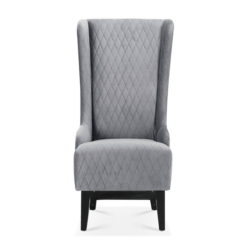 Velvet Wingback Chair with High Back Support and Wooden Legs
