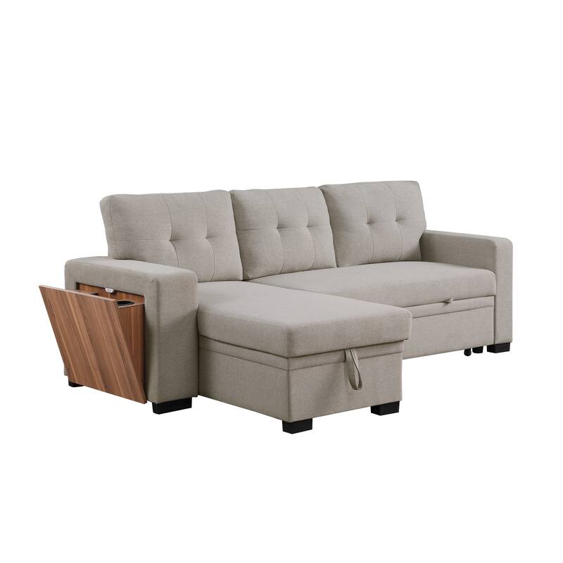 Green L - Shaped Wooden Accent Sofa With Storage Space