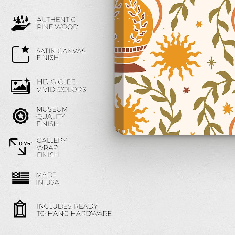 Wynwood Studio Canvas Abstract Decorative Amphora Pattern Gold and Army Green Modern & Contemporary Wall Art Canvas Print
