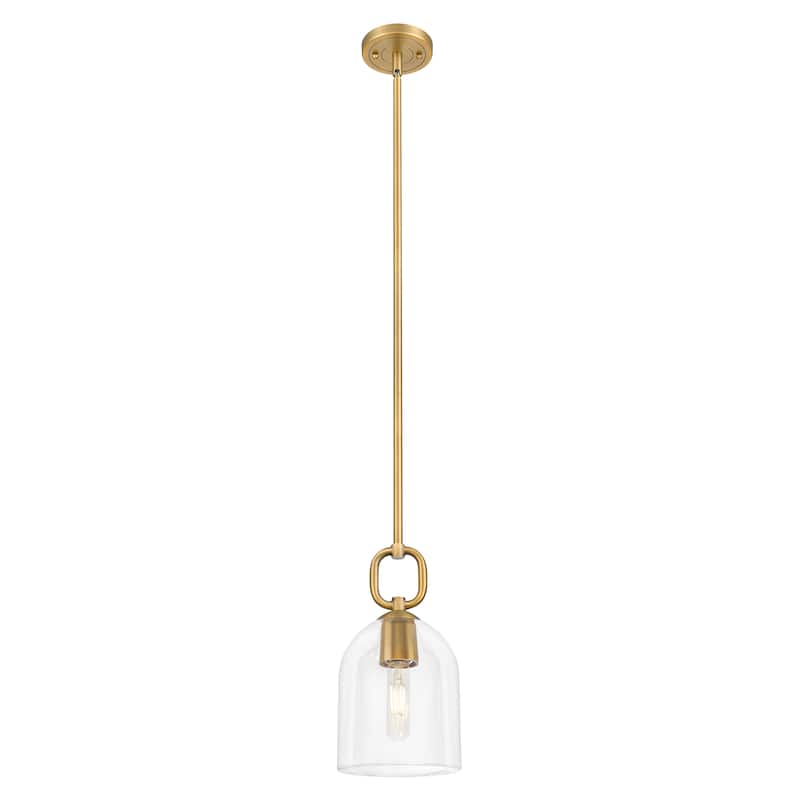 Innovations Lighting Downtown Urban - Hudson - 1 Light 6" Stem Hung Mini Pendant with Bell Shade - Brushed Brass/Clear Shade