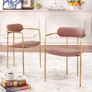 Simple Living Retro Velvet Dining Arm Chair Set of 2 On Sale