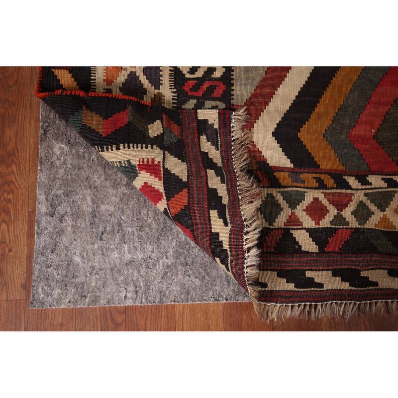 Vegetable Dye Tribal Kilim Qashqai Persian Vintage Wool Carpet - 5'3" X 8'3"