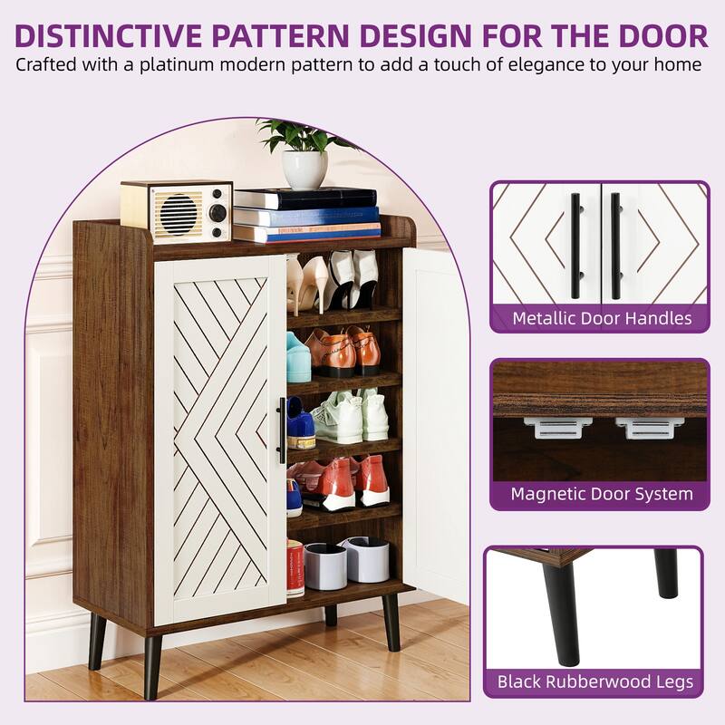 Moasis Shoe Storage Cabinet with Doors, 5-Tier Freestanding Shoe Organizer for Entryway