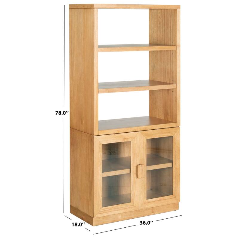 SAFAVIEH Couture Roades 3-Shelf Glass Cabinet Bookcase - 36"W x 18"D x 78"H