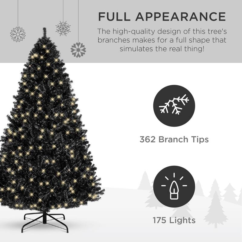 Pre-Lit Artificial Black Christmas Tree w/ Incandescent Lights