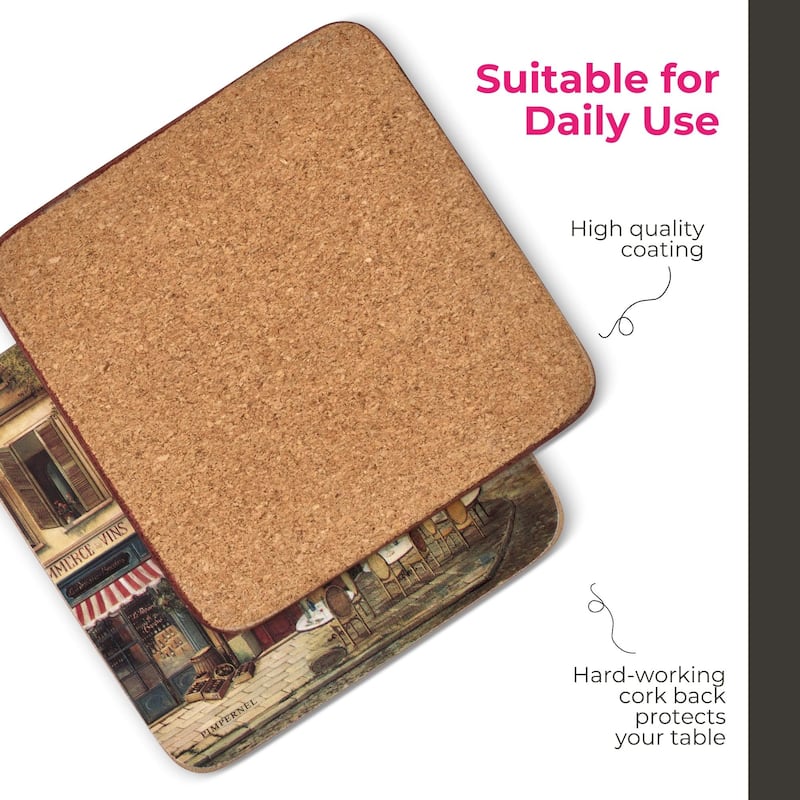 Pimpernel Set of 6 Parisian Scenes Coasters - 4 Inches Sq.