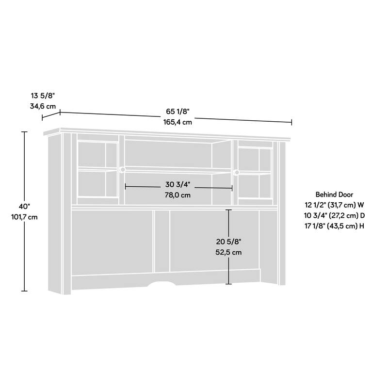 Wood Hutch with Storage Compartments, Brown - 65.12" W x 13.62" D x 40.04" H