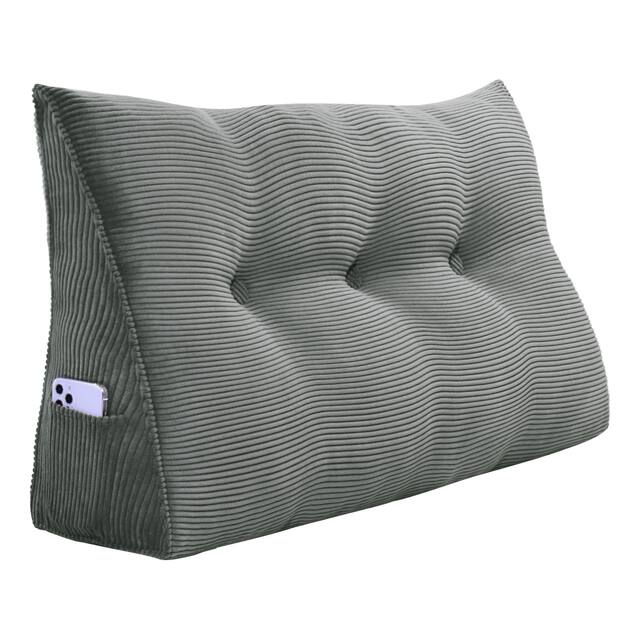 WOWMAX Large Reading Wedge Headboard Pillow for Bed Rest Back Support - Twin - Grey