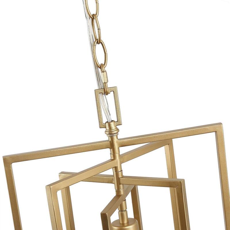 Modern Gold 1-light Chandelier Rectangle Pendant Lights for Dining Room - W 12"x H 20.5"