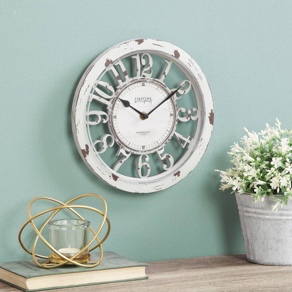 FirsTime & Co. Antique Farmhouse Contour Wall Clock, Plastic, 10 x 2 x 10 in, American Designed