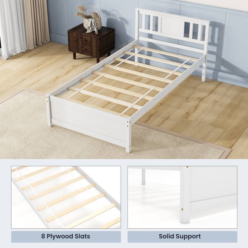 Gymax Twin / Queen / Full Size Bed Frame w/ Headboard Wood Slat