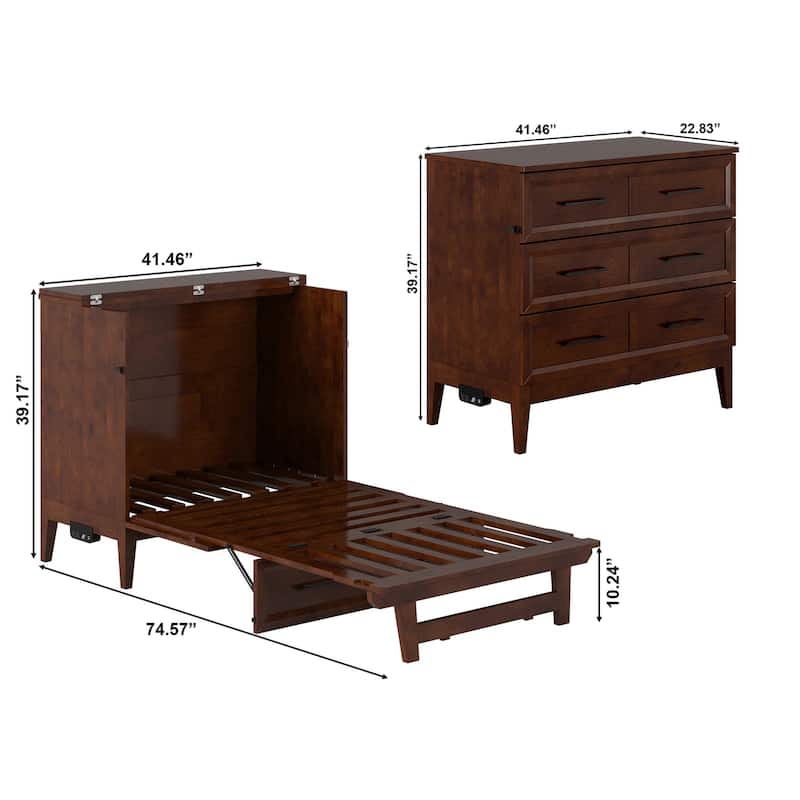 Santa Fe Murphy Bed Chest with Mattress and Built-in Charger