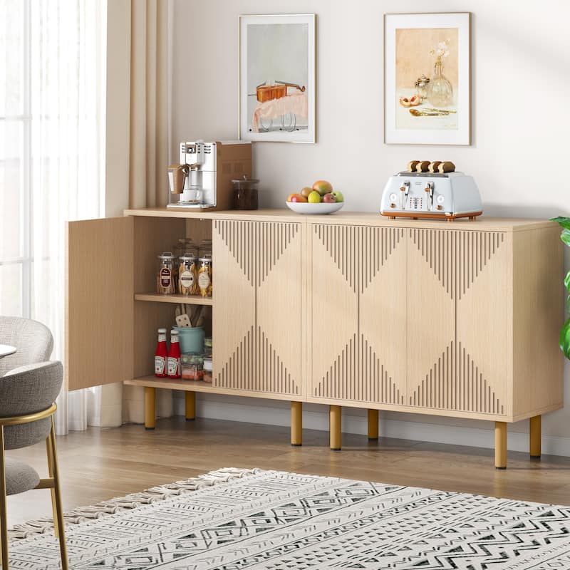 58 Inches Sideboard Buffet Cabinet with Doors Freestanding Storage Cabinet - Khaki