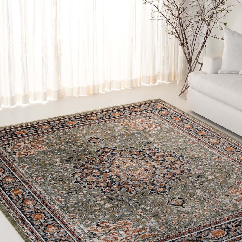 SAFAVIEH Lauren Ralph Lauren Kitza Transitional Rug - 6'7" Square - Green/Navy