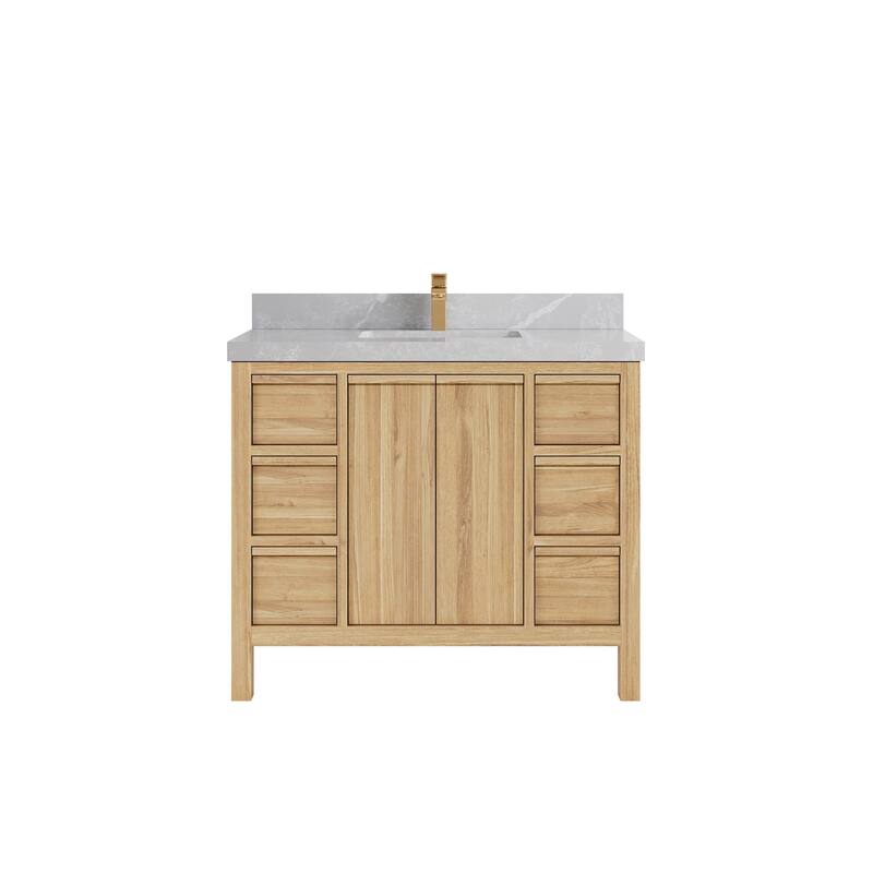 Willow Collections 42 in. W x 22 in. D Elizabeth Solid Teak Single Sink Bathroom Vanity with Countertop