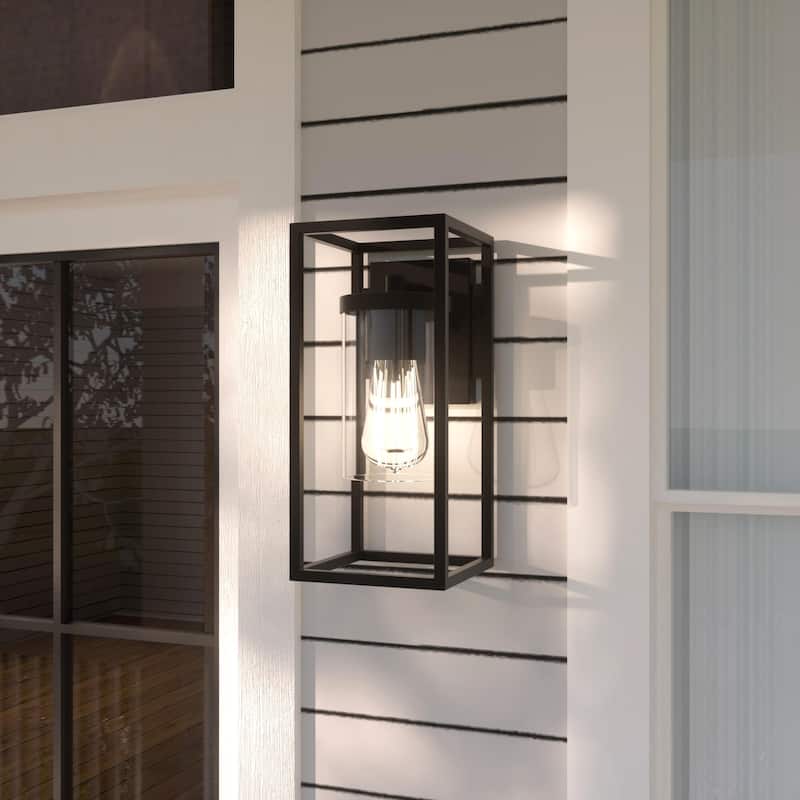 Acroma 1-Light Steel & Glass Dimmable Outdoor Wall Sconce with UL certified - Matte Black