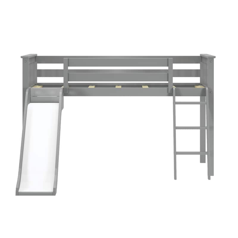 Max and Lily Classic Twin-Size Low Loft with Easy Slide and Curtain