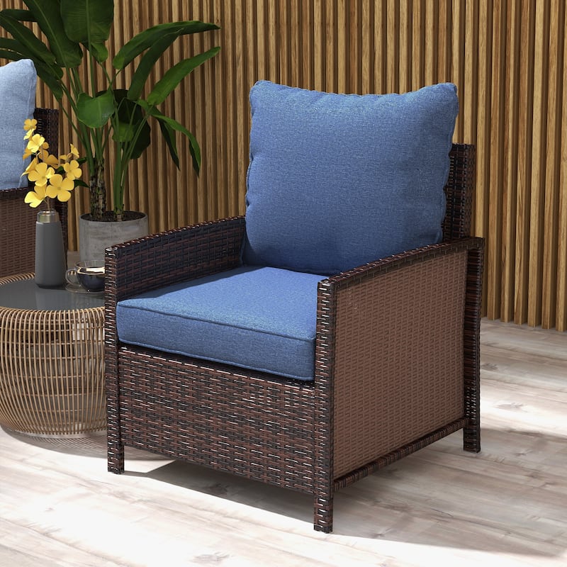 Outsunny 4-Piece Patio Chair Cushion and Back Pillow Set, Seat Replacement Patio, Cushions Set for Outdoor Garden Furniture