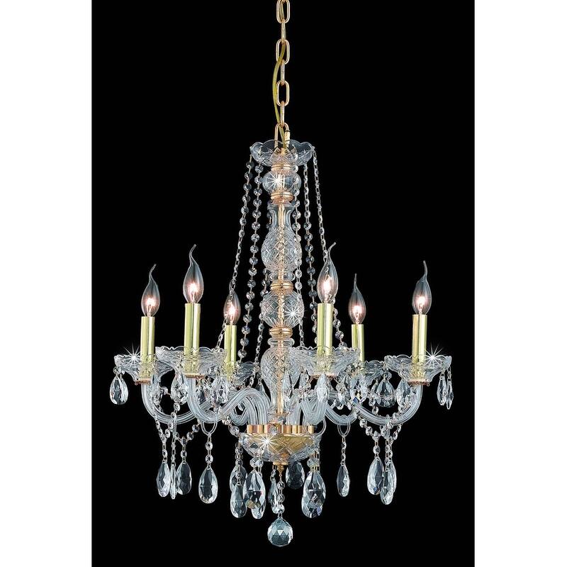 Fleur Illumination Collection Chandelier D:24in H:28in Lt:6 Gold Finish - royal cut crystals/Gold