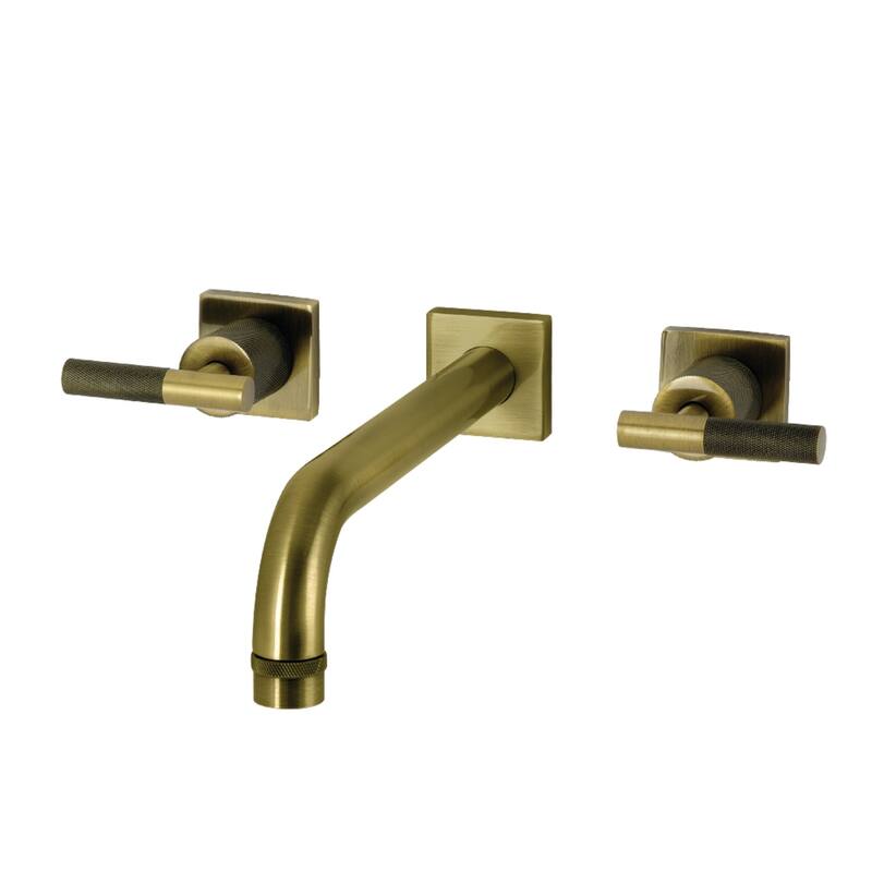 Kingston Brass Convergent Two-Handle Wall Mount Roman Tub Faucet with Knurled Handle - Antique Brass