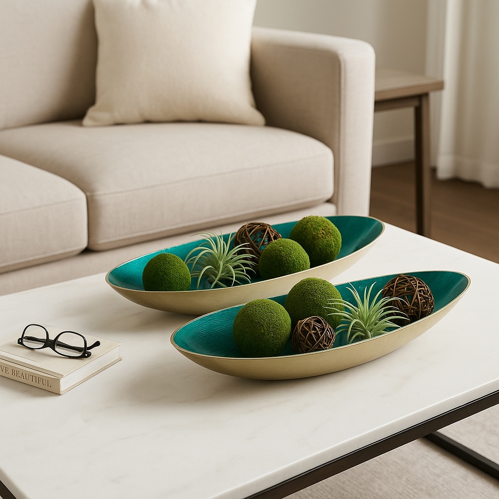 Oval Metal Bowls Sculptural Design -Set of 2 - 20", 23" - 23.0"
