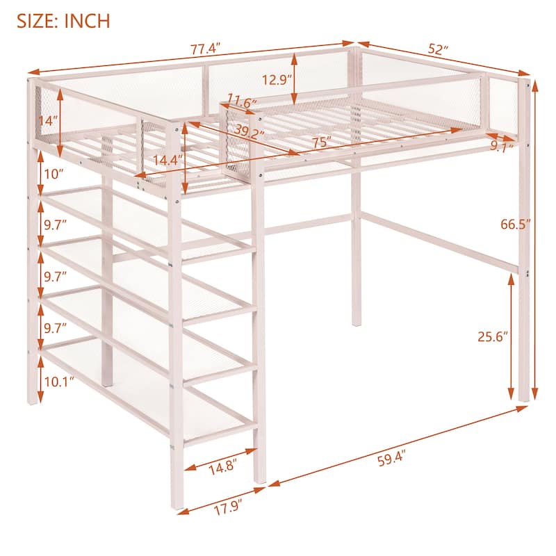 Twin Metal Loft Bed with Workstation
