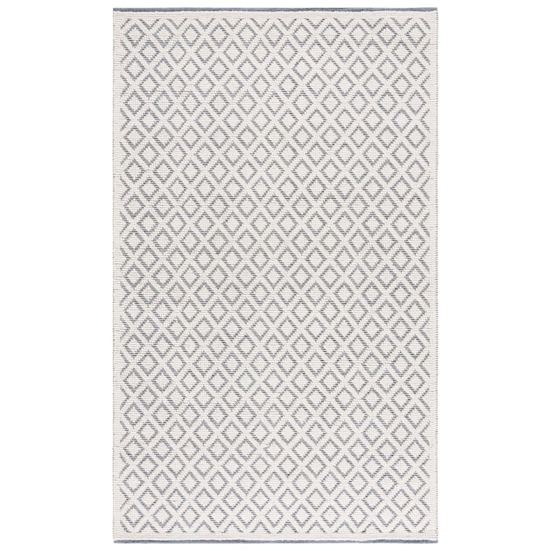 SAFAVIEH Handmade Vermont Latrice Wool Rug - 6' Square - Ivory/Blue
