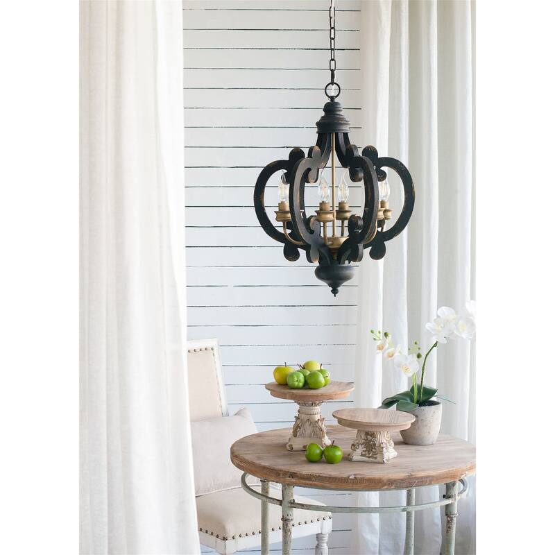 Chandelier 6 - Light Farmhouse Pendant Lighting - Black