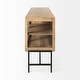 preview thumbnail 3 of 47, Arelius Light Brown w/ Black Metal Base 4 Door Glass Cabinet Sideboard - 70.0L x 18.0W x 32.0H