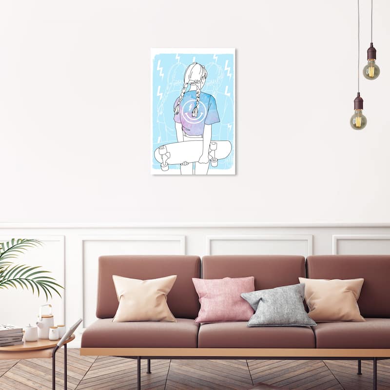 Wynwood Studio Canvas Sports and Teams Lightning Skater Contour Blue and Pastel Blue Modern & Contemporary Wall Art Canvas Print - 30 x 20