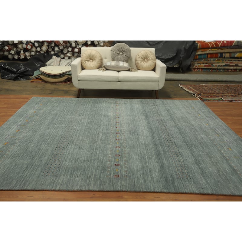 Hand Knotted Oriental 100% Wool Carpet Tribal Animal Pictorial Green Gabbeh Area Rug - 9' 11'' X 8' 4''