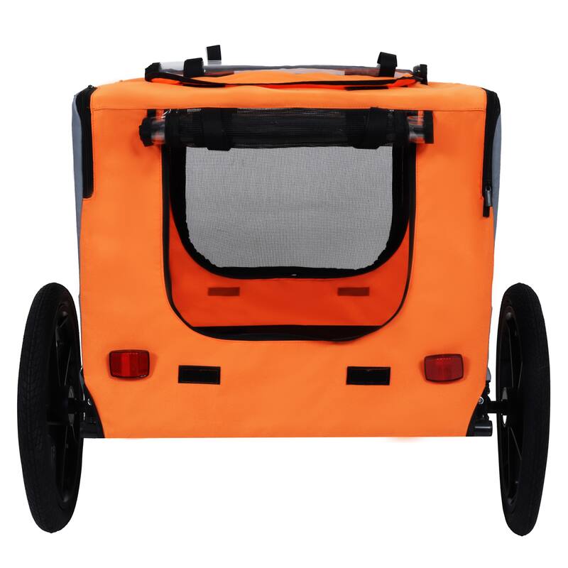 Outdoor Collapsible Pet Bike Trailer With 16-Inch All-Terrain Wheels & Universal Hitch-Foldable Dog/Cargo Carrier Cart