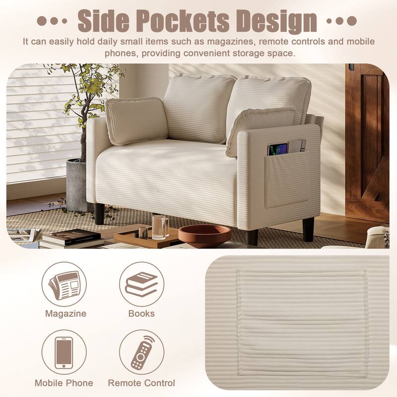 Soft Loveseat Couch With Soft Cushions - Beige