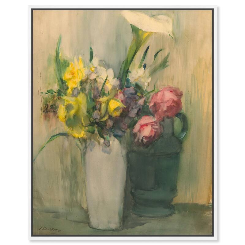 Flowers by Julian Alden Weir Canvas by Art Remedy - 36" x 45" - White