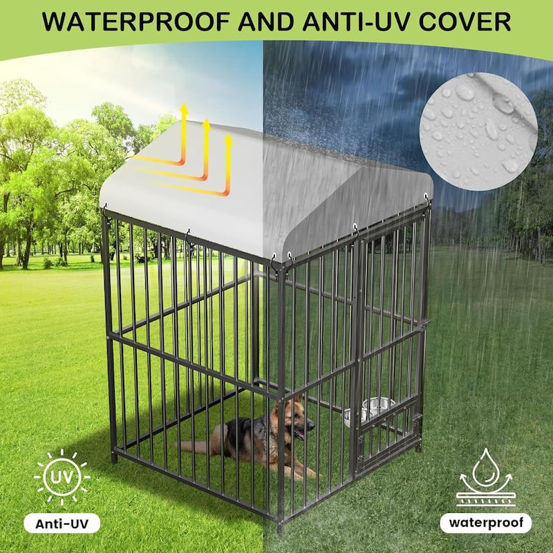 Outdoor Dog Kennel with Safety Locks, UV & Water Resistant Proof Cover for All Dog