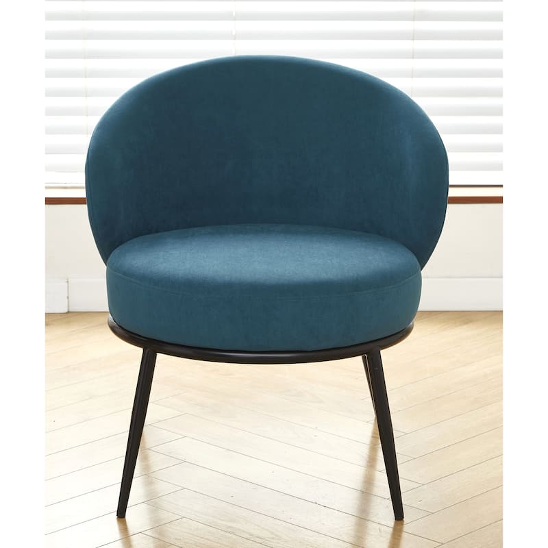 Mid Century Velvet Upholstered Living Room Accent Chair - Teal