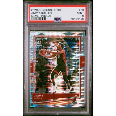 Jimmy Butler 2020 Panini Donruss Optic Silver Pulsar Basketball Card #33 PSA 9 - 8'6" x 11'6"