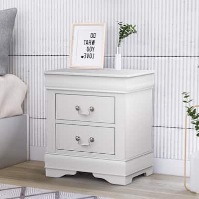 Modern White Two Drawers NightStand