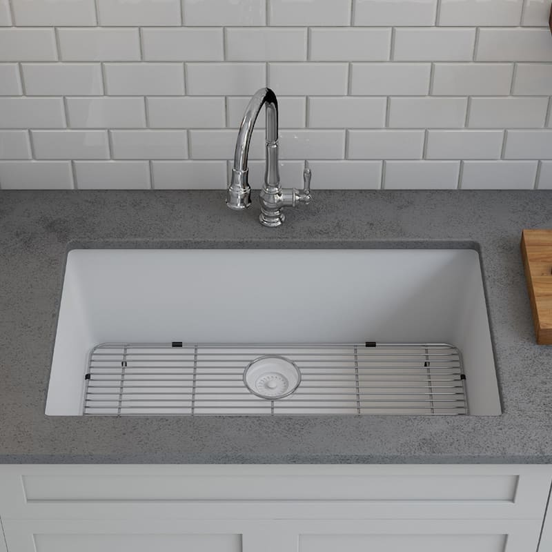 Lexicon Drop-In Quartz 32 Inch Single Bowl Kitchen Sink Kit