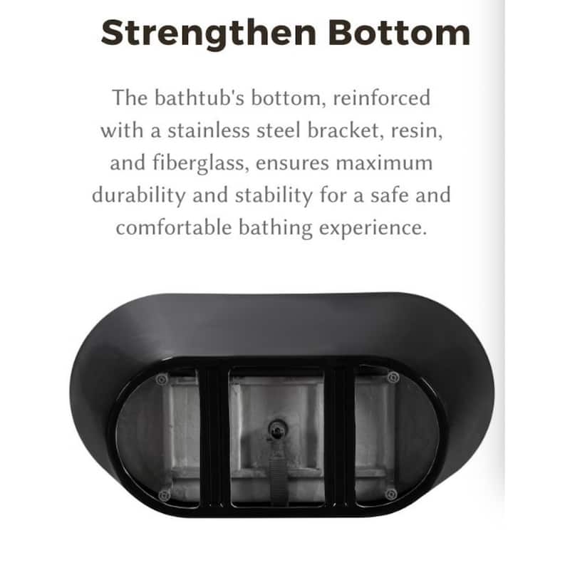 67" In. Acrylic Freestanding FlatBottom Design Soaking Tubs with Chrome Overflow and Pop Up Drain In Black