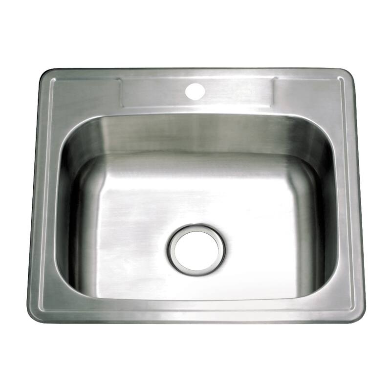 Kingston Brass Studio 25-Inch Stainless Steel Self-Rimming 1-Hole Single Bowl Drop-In Kitchen Sink in Brushed - Brushed