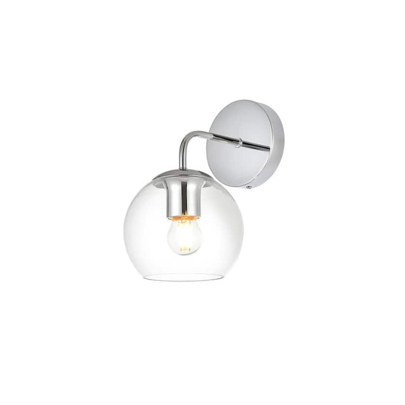 Genis 1 Light Black and Clear Bath Sconce