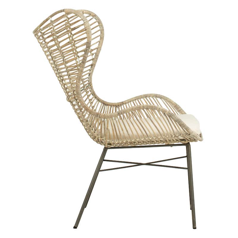 SAFAVIEH Sahira Rattan Wingback Arm Chair Washed - 31.7" x 28.4" x 40.2" - 32Wx28Dx40H