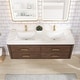 preview thumbnail 58 of 106, Cristo Floating Bath Vanity with White Quartz Stone Top and Mirror