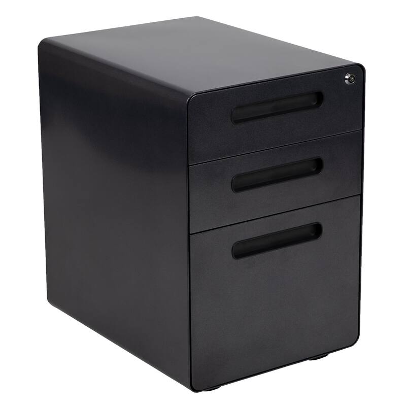 Ergonomic 3-Drawer Mobile Locking Filing Cabinet Storage Organizer