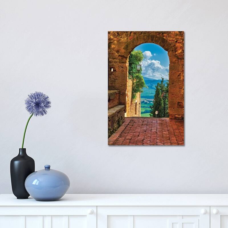 iCanvas "Arch With The View Of The Tuscan Countryside, Pienza, Tuscany, Italy" by George Oze Canvas Print - 18x12x1.5