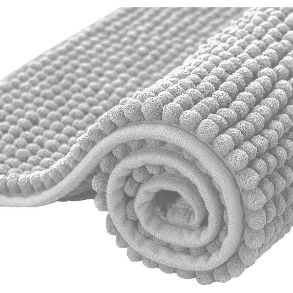 Subrtex Luxury Chenille Bath Rugs Soft Bathroom Mats - 20x32 - Light Gray