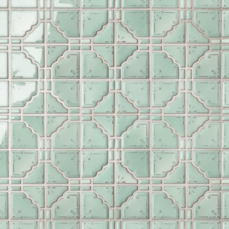 Merola Tile Hudson Moonbeam Mint Green 11-7/8" x 11-7/8" Porcelain Mosaic Floor and Wall Tile